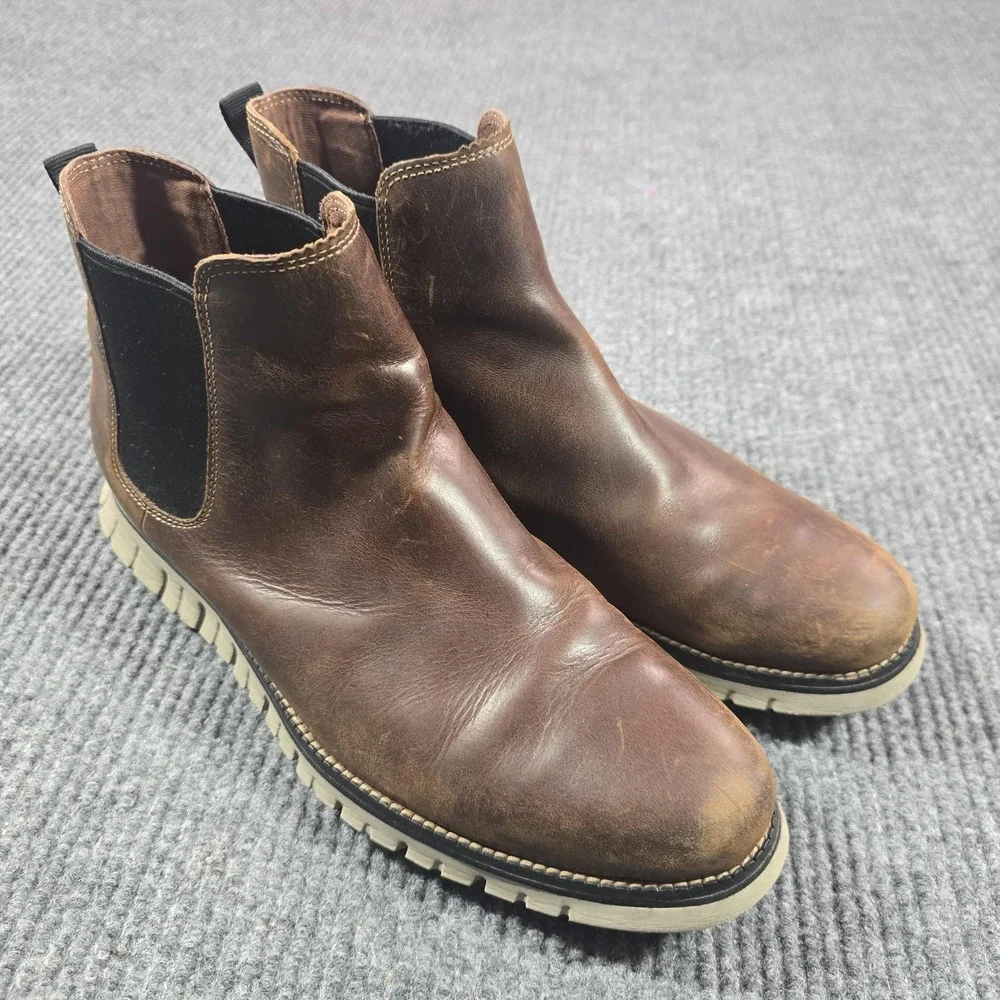 Cole Haan Zerogrand Chelsea Boots‎ Mens Size 12M Brown Leather Ankle C30164